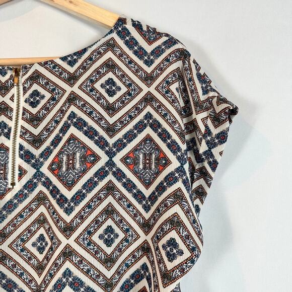 Pink Republic Aztec Short Sleeve Multicolored High Low Womens Blouse  Size L - Picture 8 of 13